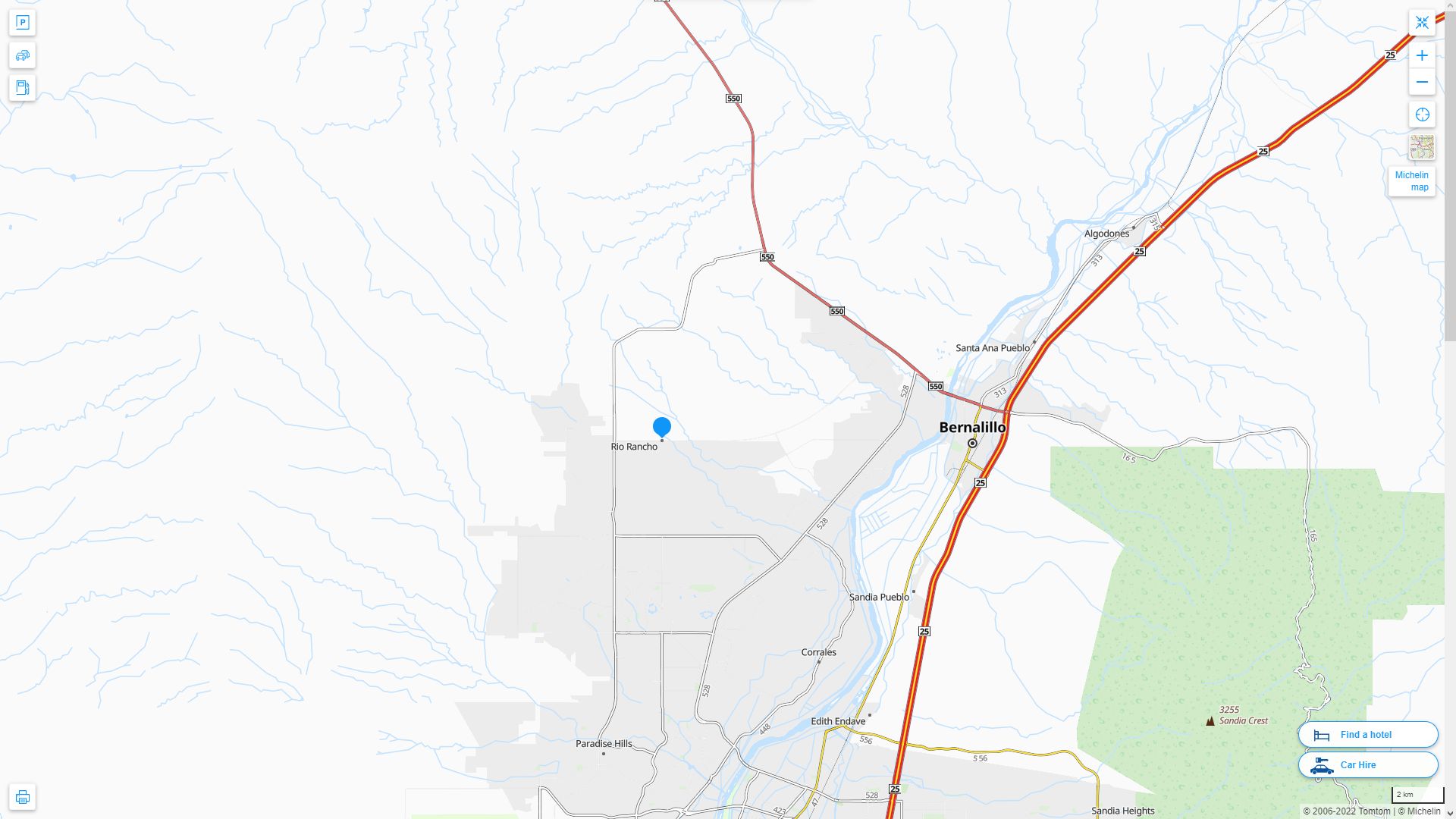 Rio Rancho New Mexico Highway and Road Map